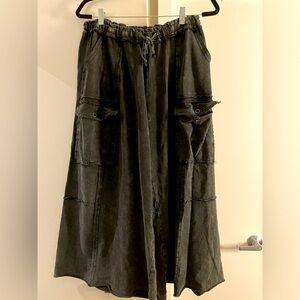 Black acid-washed cargo lounge pants. SO COMFY